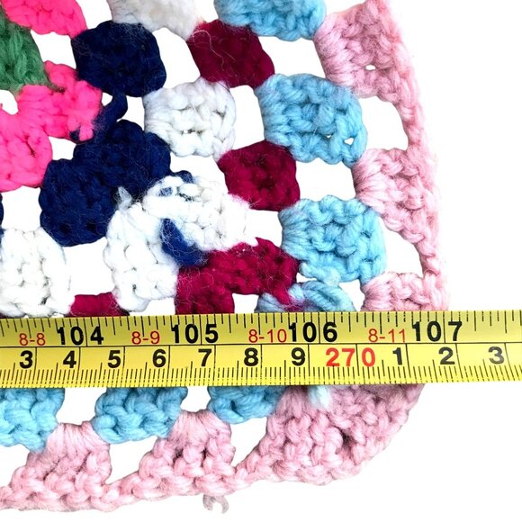 Handmade Granny Square Queen Blanket Multi-Color Crochet Throw 97" X 107" Afghan - Picture 5 of 6